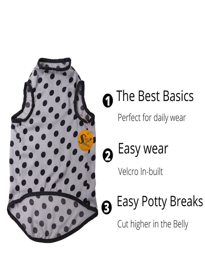 سايج سكوير تيشيرت للكلاب مطبوع عليه رسومات مربعة مميزة، تيشيرت عصري للكلاب، فائق النعومة وخفيف الوزن، مريح، ملابس للكلاب تسمح بمرور الهواء، زي عصري (مقاس كبير جدًا - 26 بوصة) (رمادي منقط) - Image 5